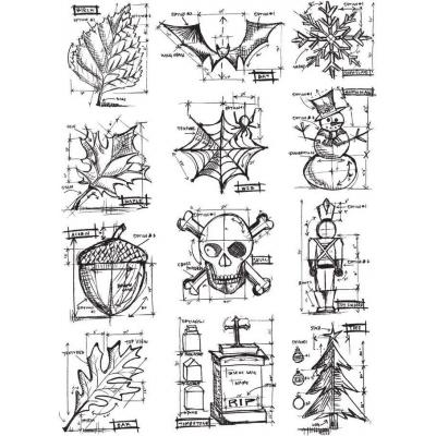 Stampers Anonymous Tim Holtz Stempel - Mini Blueprints