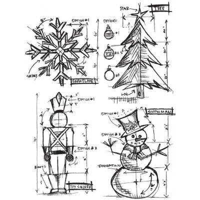 Stampers Anonymous Tim Holtz Stempel - Christmas Blueprint