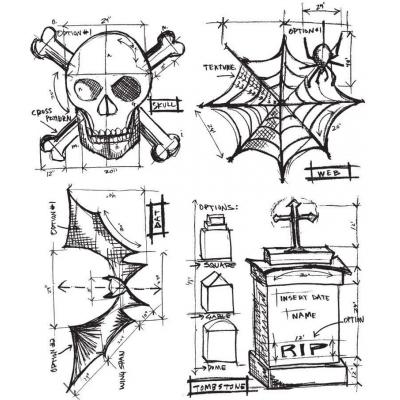 Stampers Anonymous Tim Holtz Stempel - Halloween Blueprint