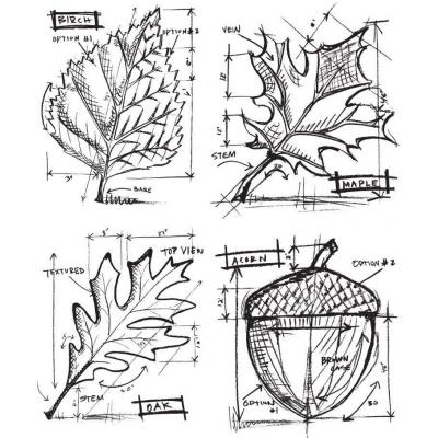 Stampers Anonymous Tim Holtz Stempel - Autumn Blueprint