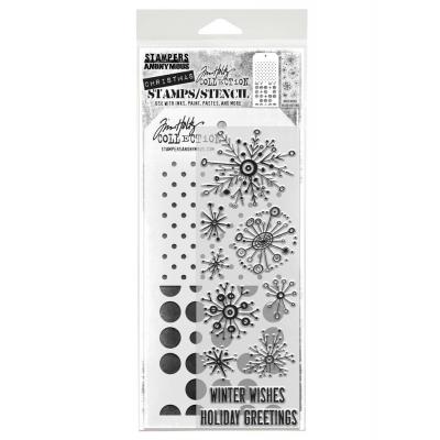 tampers Anonymous Mixed Media Tim Holtz Stempel + Schablone - Retro Flakes