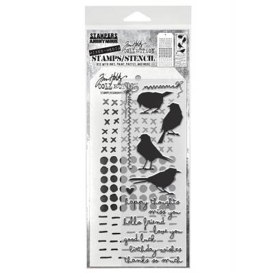 tampers Anonymous Mixed Media Tim Holtz Stempel + Schablone - Shilhoutte Birds