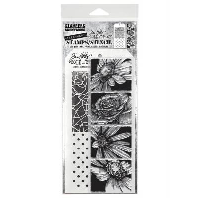 tampers Anonymous Mixed Media Tim Holtz Stempel + Schablone - Bold Botanicals