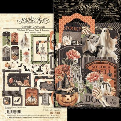 Graphic 45 Ghostly Greetings - Chipboard Pieces, Tags & Frames