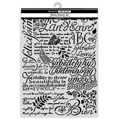 Stamperia Art Stories A3 Big Stencil - Writings