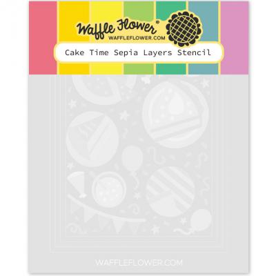 Waffle Flower Cake Time Sepia Layers Stencil