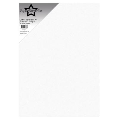 Paper Favourites Glitter Cardstock - White/Silver