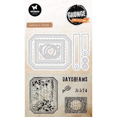 StudioLight Grunge Collection Stamp & Dies - Label & Stamp