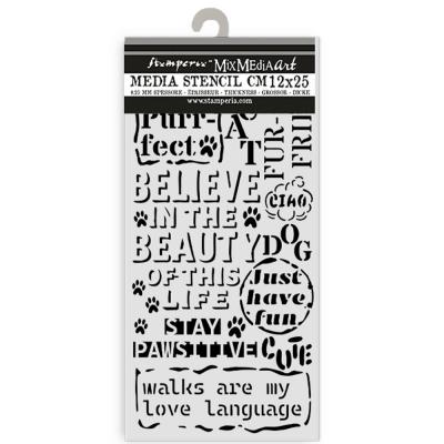 Stamperia Furry Friends Stencil - Quotes Pattern