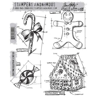Stampers Anonymous Tim Holtz Stempel - Christmas Blueprint 3