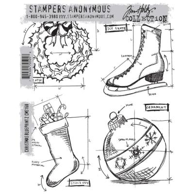Stampers Anonymous Tim Holtz Stempel - Christmas Blueprint 2