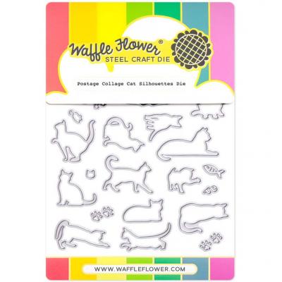 Waffle Flower Postage Collage Dies - Cat Silhouettes