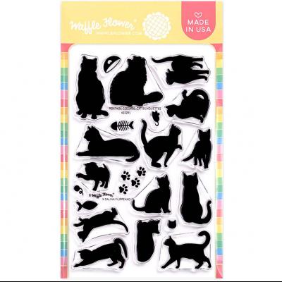 Waffle Flower Postage Collage Stempel - Cat Silhouettes
