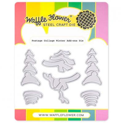 Waffle Flower Postage Collage Dies - Winter Add-Ons