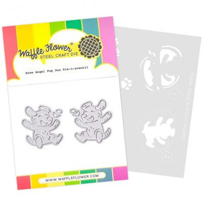 Waffle Flower Die-n-stencil - Snow Angel Pup Duo