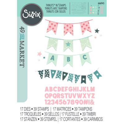 Sizzix 49 and Market Thinlits Die + Stamps - Market Banner Bash
