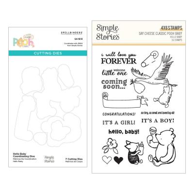 Spellbinders Say Cheese Classic Pooh Baby Stamp & Die - Hello Baby