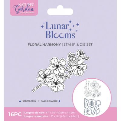 Crafter's Companion Lunar Blooms Stamp + Die - Floral Harmony