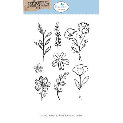 Elizabeth Craft Designs Hello You! Stamp and Die Set - Flower Scribbles