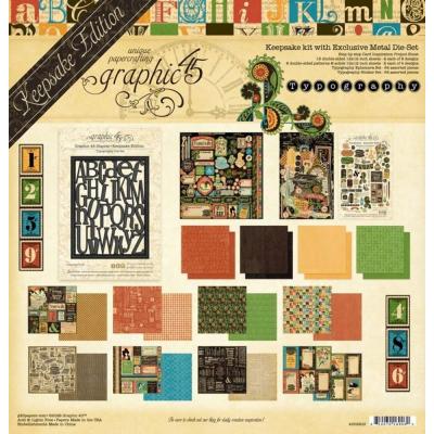 Graphic 45 Typography - Keepsake Kit With Exclusive Metal Die-Set