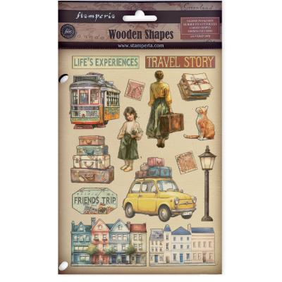 Stamperia Art of Travelling - Colored Wooden Shapes