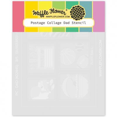 Waffle Flower Postage Collage Stencil - Dad