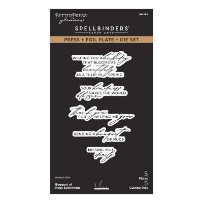 Spellbinders Yana's Tulips Press Plates + Die Set - Bouquet Of Hugs Sentiments