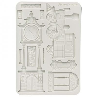 Stamperia Gardens of Time Silicon Mould - Train and Longcase Clock