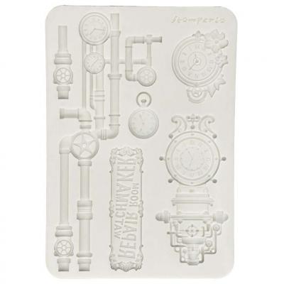 Stamperia Gardens of Time Silicon Mould - Clocks and Tubes