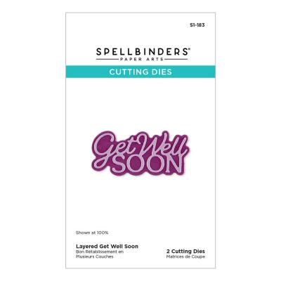 Spellbinders Essentially Yours Sentiments Etched Dies - Layered Get Well Soon