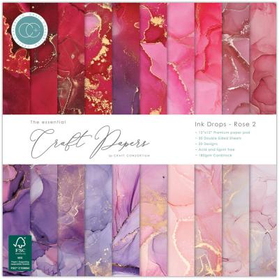 Craft Consortium Essential Paper Pad - Ink Drops Rose 2
