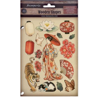 Stamperia Oriental Garden - Colored Wooden Shapes