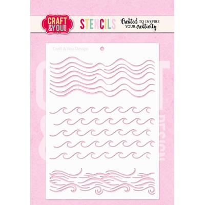 Craft & You Design Fun By The Sea Stencil - Waves