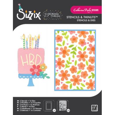 Sizzix Catherine Pooler Die Set & Stencil - Let's Eat Cake!