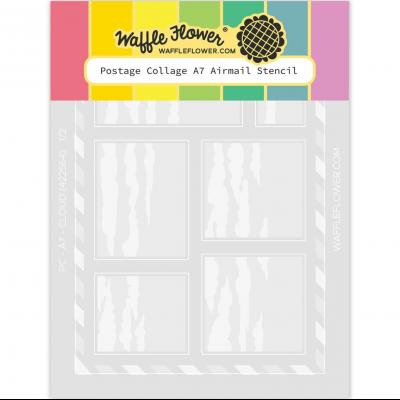 Waffle Flower Postage Collage Stencil - A7 Airmail