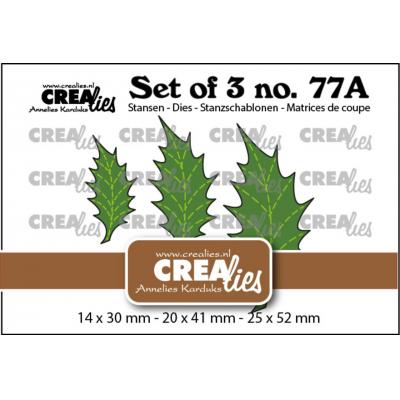 Crealies Dies - Leaves 22 Solid Holly With Stitchline (Mirror Image)