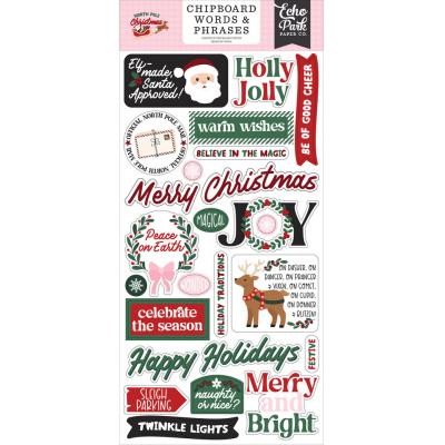 Echo Park North Pole Christmas - Chipboard Word & Phrases