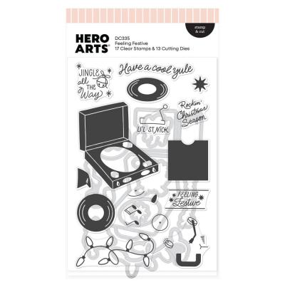 Hero Arts Vintage Vinyl Stamp & Cut - Feeling Festive