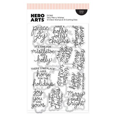 Hero Arts Home For The Holidays Stamp & Cut - Very Merry Wishes