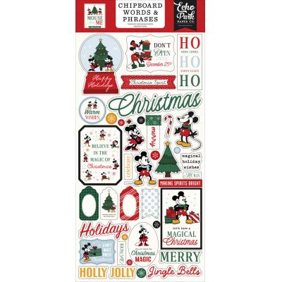 Echo Park Mouse And Me Christmas - Chipboard Words & Phrases