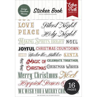 Echo Park Essentials Sticker Book - Vintage Christmas Phrases