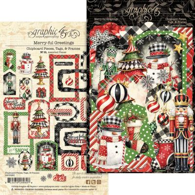 Graphic 45 Merry-ful Greetings - Chipboard Pieces, Tags & Frames