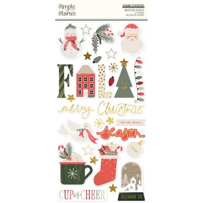 Simple Stories Mistletoe & Holly - Foam Stickers