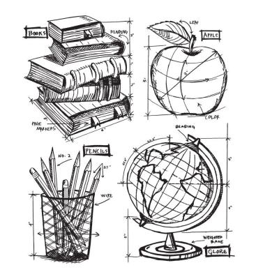 Stampers Anonymous Tim Holtz Stempel - Schoolhouse Blueprint