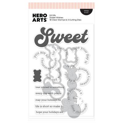 Hero Arts Beary Sweet Holiday Stamp & Cut - Sweet Wishes
