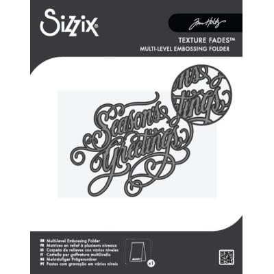 Sizzix Tim Holtz Multi-level Texture Fades Embossing Folder - Vault Seasons Greetings