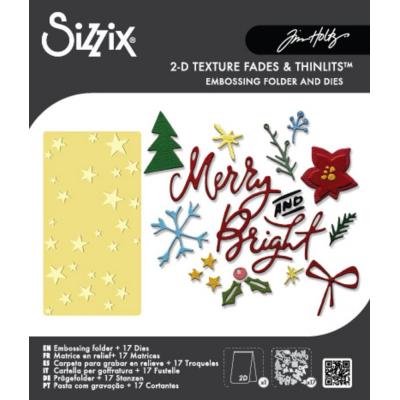 Sizzix Tim Holtz Thinlits Dies & Embossing Folder - Vault Side-Order Merry + Bright