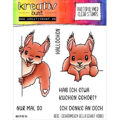 kreativbunt Stempel - Eichhörnchen Bella schaut vorbei